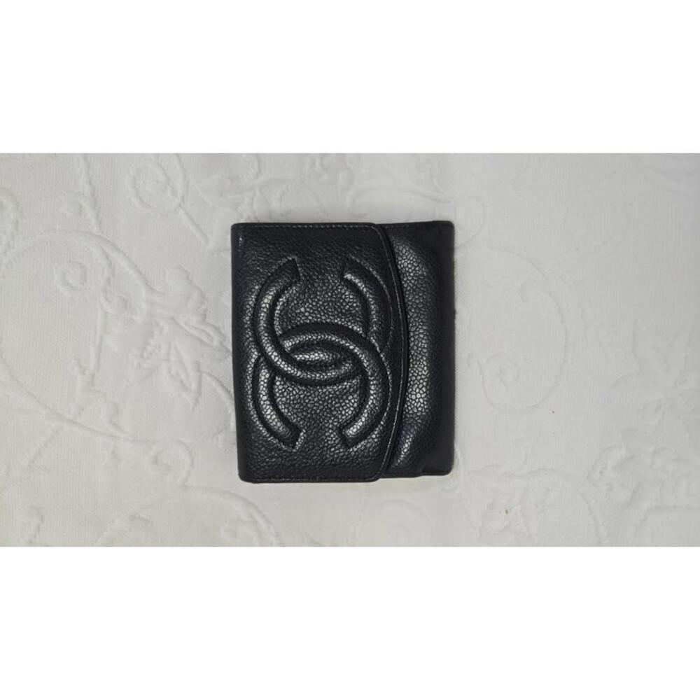 Chanel Classic Black Caviar Wallet with Iconic Double C Logo